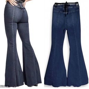 Free People We the Free CRVY lace up flare jeans. Size 28 worn 1x EUC